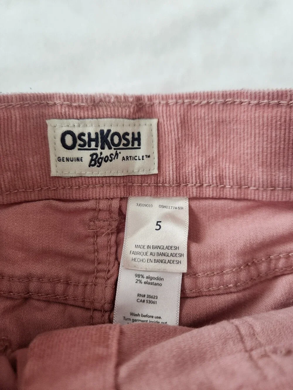 OshKosh Button-Front Pink Corduroy Skirt